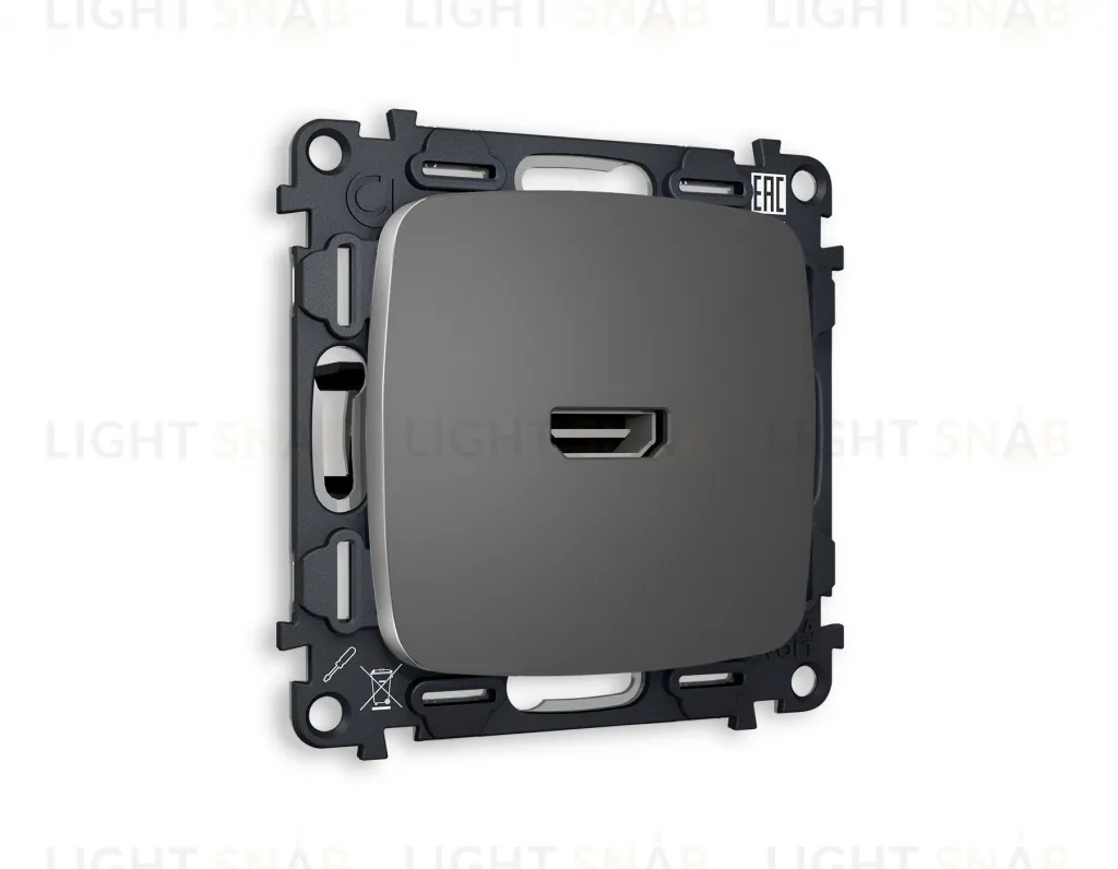 Розетка одинарная HDMI 2.0 40V/0,5A 5-18 Гбит/с Ambrella Volt Omega, антрацит серый VM222+OP6640 VM222 + OP6640