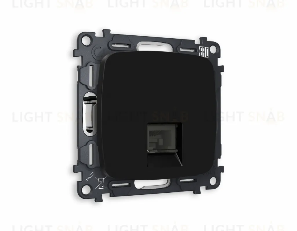 Розетка телефонная одинарная Ambrella Volt Omega RJ 11, черный матовый VM190+OP8120 VM190 + OP8120