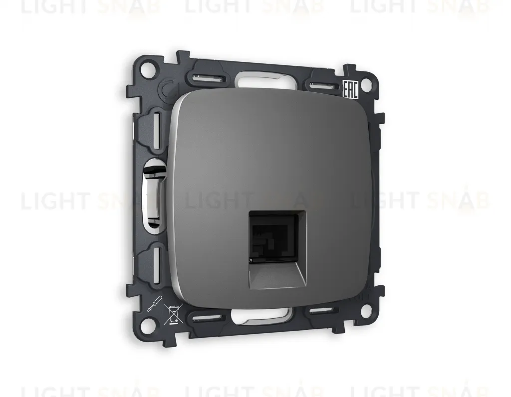 Розетка компьютерная одинарная Ambrella Volt Omega 6 кат, RJ 45, UTP, антрацит серый VM188+OP6620 VM188 + OP6620