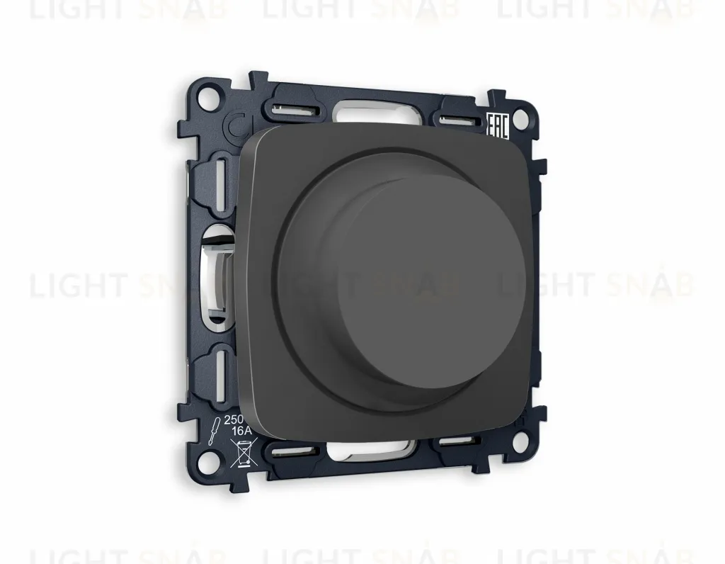 Светорегулятор поворотно-нажимной 5-300Вт Led, 25-600Вт лампы накал., Ambrella Volt Omega графит VM136+OP9055 VM136 + OP9055