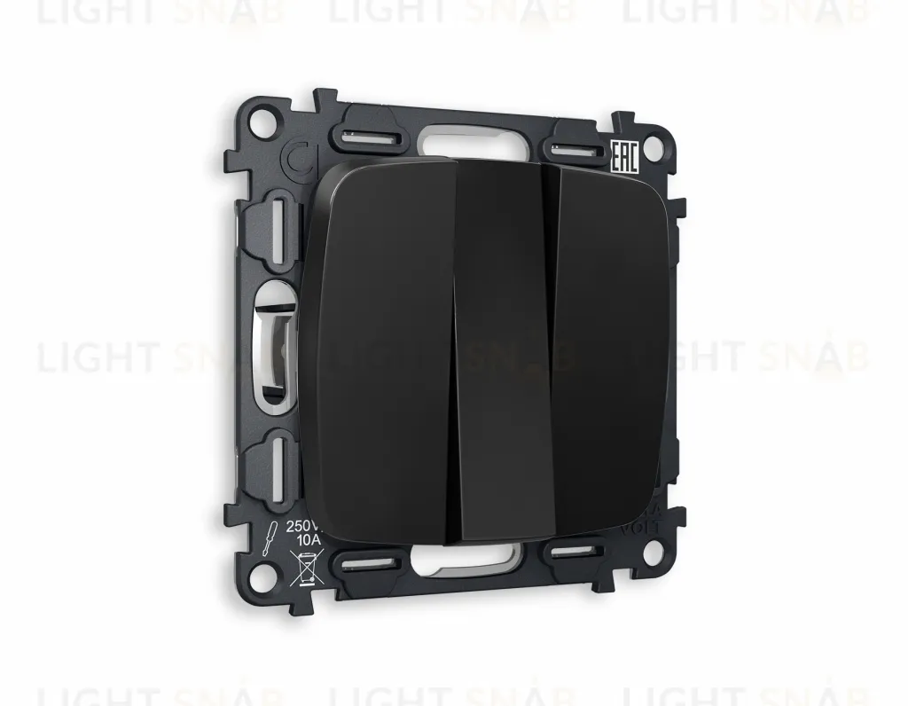 Выключатель трехклавишный Ambrella Volt Omega 10A/250В черный матовый VM133+OP8050 VM133 + OP8050