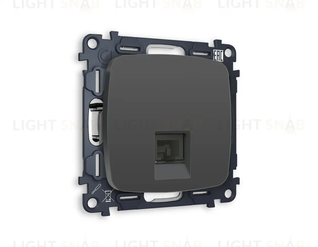 Розетка телефонная одинарная Ambrella Volt Omega RJ 11, графит VM190+OP9120 VM190 + OP9120