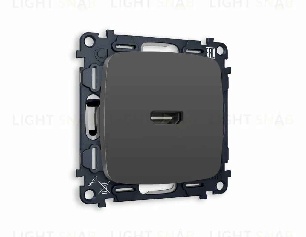 Розетка одинарная HDMI 2.0 40V/0,5A 5-18 Гбит/с Ambrella Volt Omega, графит VM222+OP9140 VM222 + OP9140