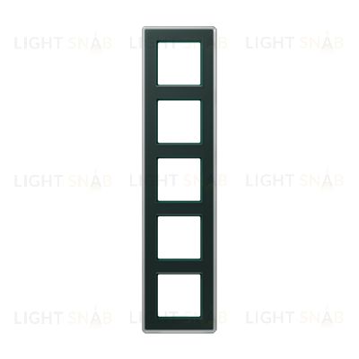 Рамка пятерная сатиновая JUNG A VIVA, изумрудное стекло AV585GLMSG AV585GLMSG