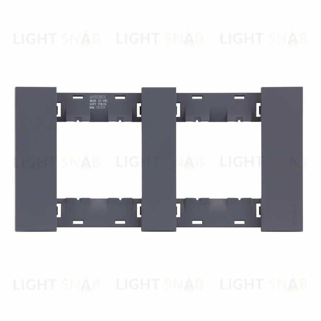 Рамка двойная с суппортом (2+2 мод) Meiton грифель матовый AA4802M2AL+A4702+A4702 AA4802M2AL + A4702