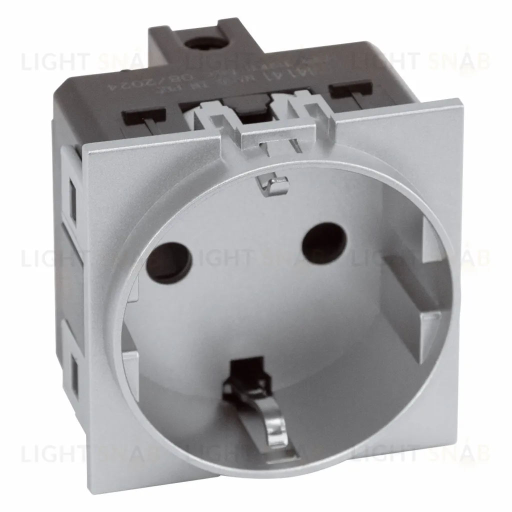 Розетка с заземлением с защитными шторками Meiton 16A/250В, винтовой зажим, серый матовый AS4141+AS04 AS4141 + AS04