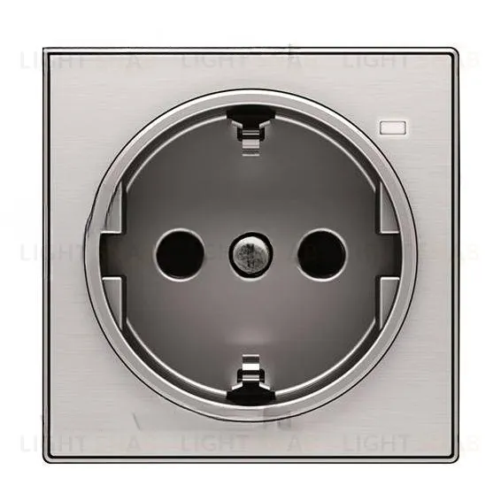 Накладка для розетки Schuko с линзой для контрольной подсветки ABB SKY нержавеющая сталь 2CLA858880A1401 2CLA858880A1401