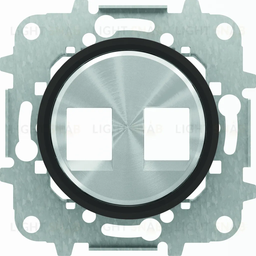 ABB SKY Moon Накладка для 2-ого телеф/комп. механизма, со стальным суппортом, кольцо ”чёрное стекло” 2CLA861820A1501 2CLA861820A1501