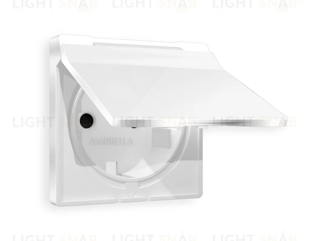 Лицевая панель ALFA (Белый глянец) для электрической розетки с заземлением с шторками и защитной крышкой IP44 QUANT AP1080 AP1080