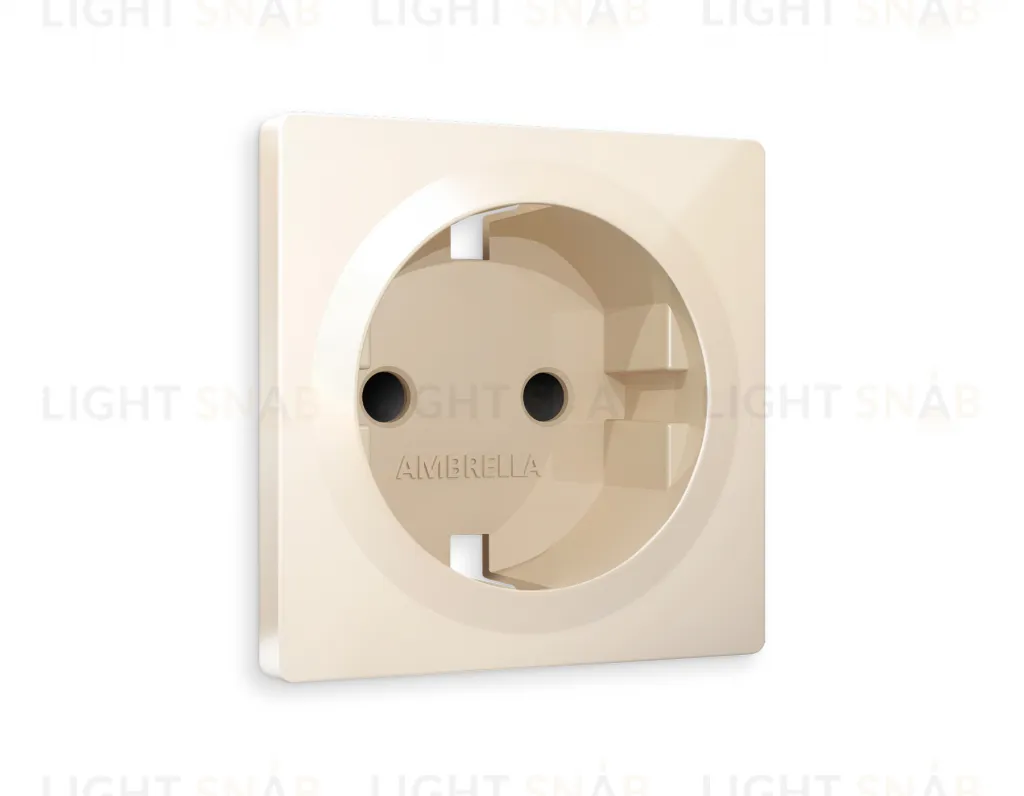 Лицевая панель ALFA (Бежевый глянец) для электрической розетки с заземлением со шторками QUANT AP3070 AP3070