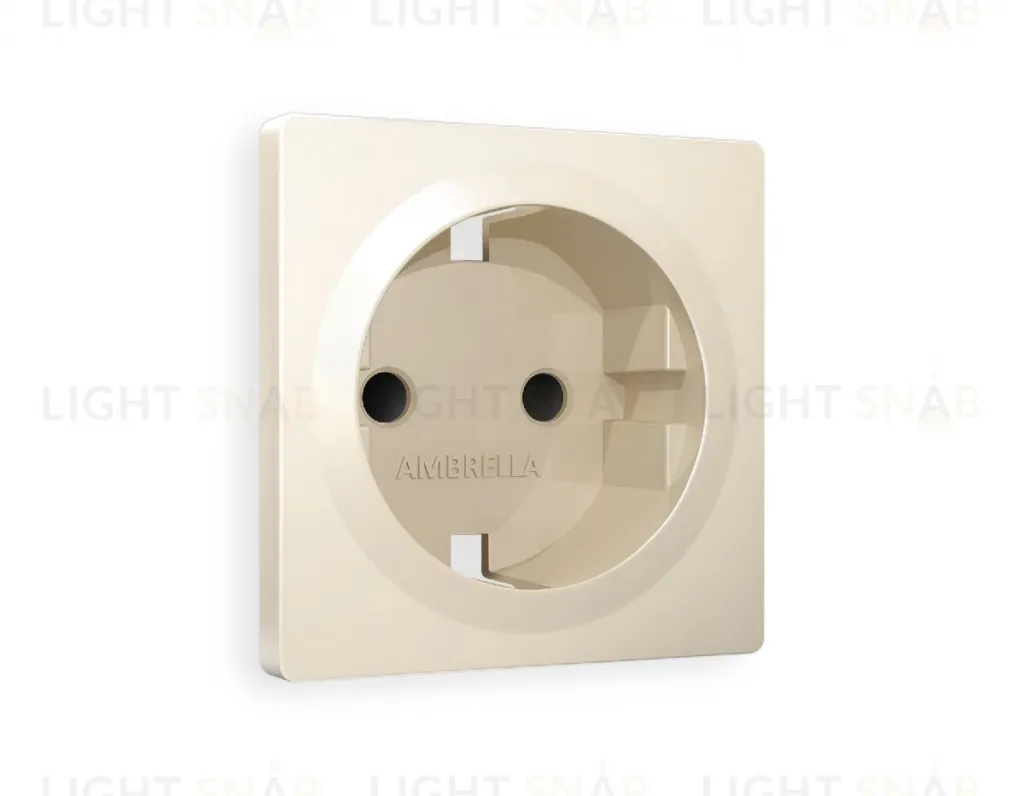 Лицевая панель ALFA (Бежевый матовый) для электрической розетки с заземлением со шторками QUANT AP3270 AP3270