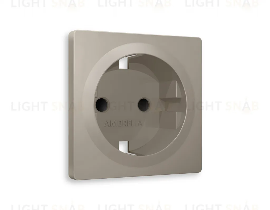 Лицевая панель ALFA (Серо-бежевый матовый) для электрической розетки с заземлением со шторками QUANT AP3670 AP3670