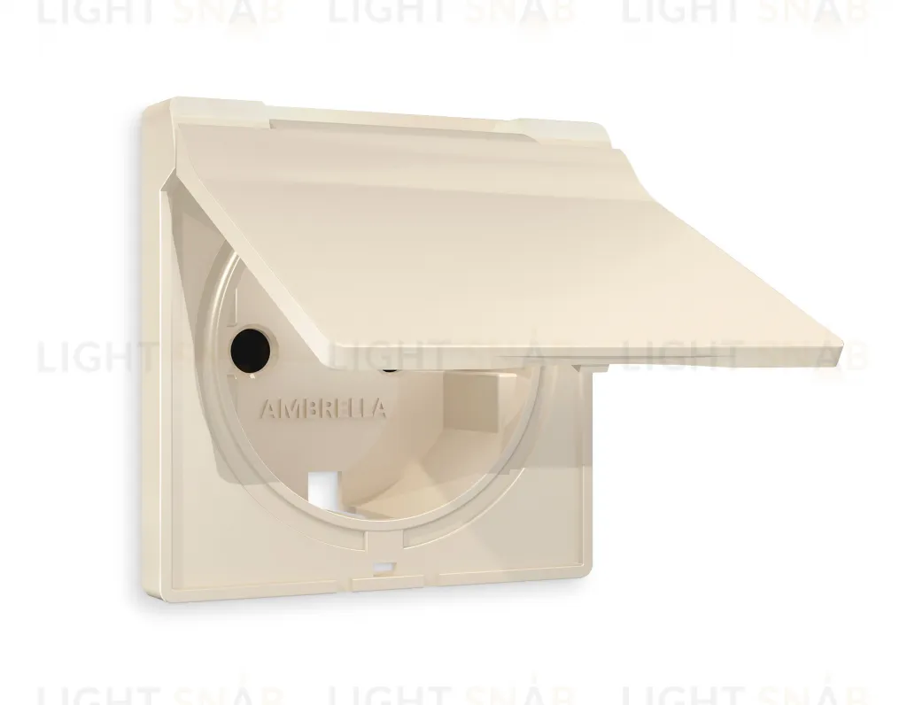 Лицевая панель ALFA (Бежевый матовый) для электрической розетки с заземлением со шторками и защитной крышкой IP44 QUANT AP3280 AP3280