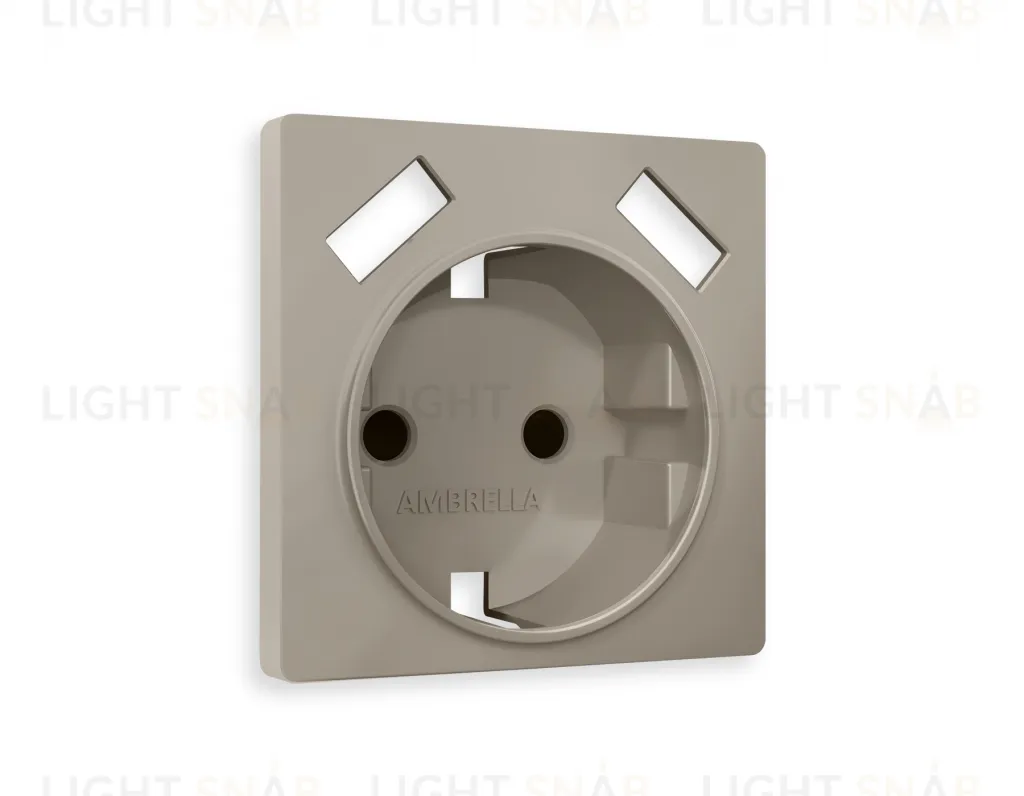 Лицевая панель ALFA (Серо-бежевый матовый) для электрической розетки с заземлением со шторками 2USB тип A+A QUANT AP3690 AP3690