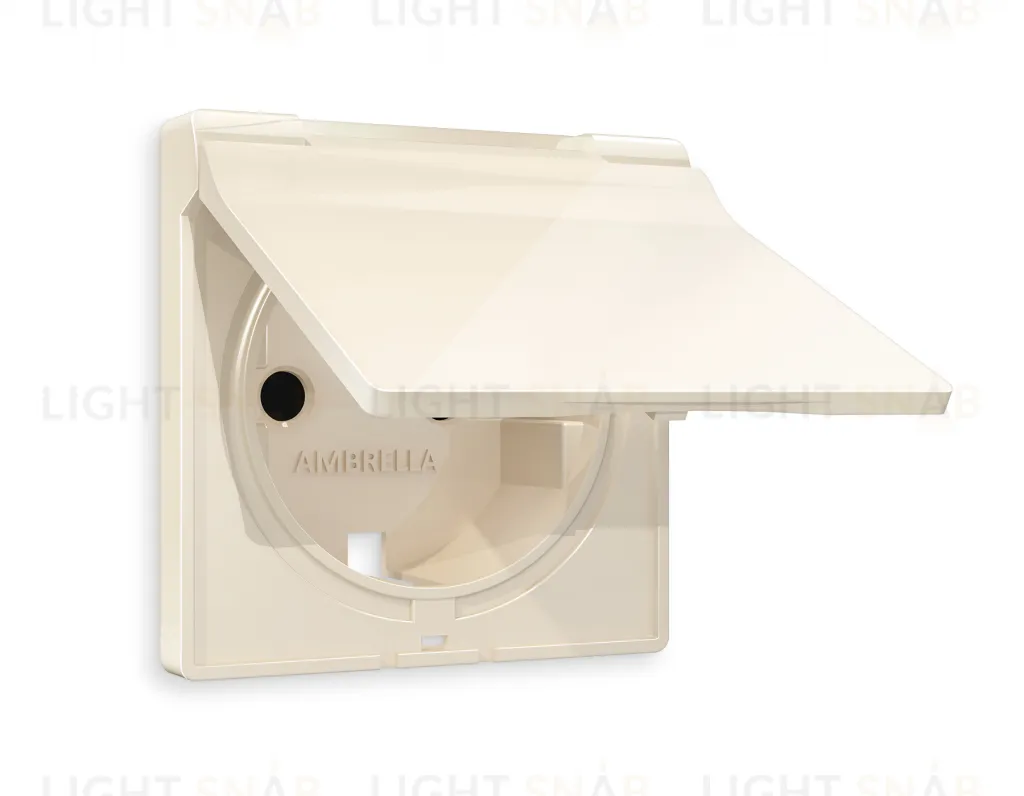 Лицевая панель ALFA (Бежевый глянец) для электрической розетки с заземлением со шторками и защитной крышкой IP44 QUANT AP3080 AP3080