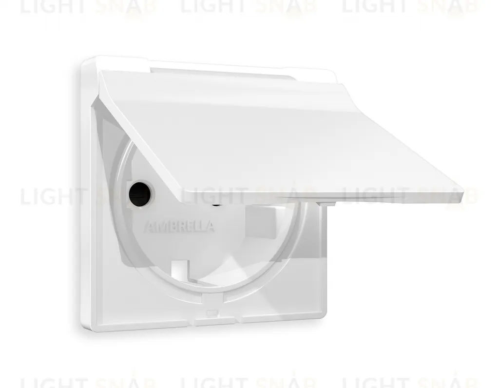 Лицевая панель ALFA (Белый матовый) для электрической розетки с заземлением со шторками и защитной крышкой IP44 QUANT AP1280 AP1280