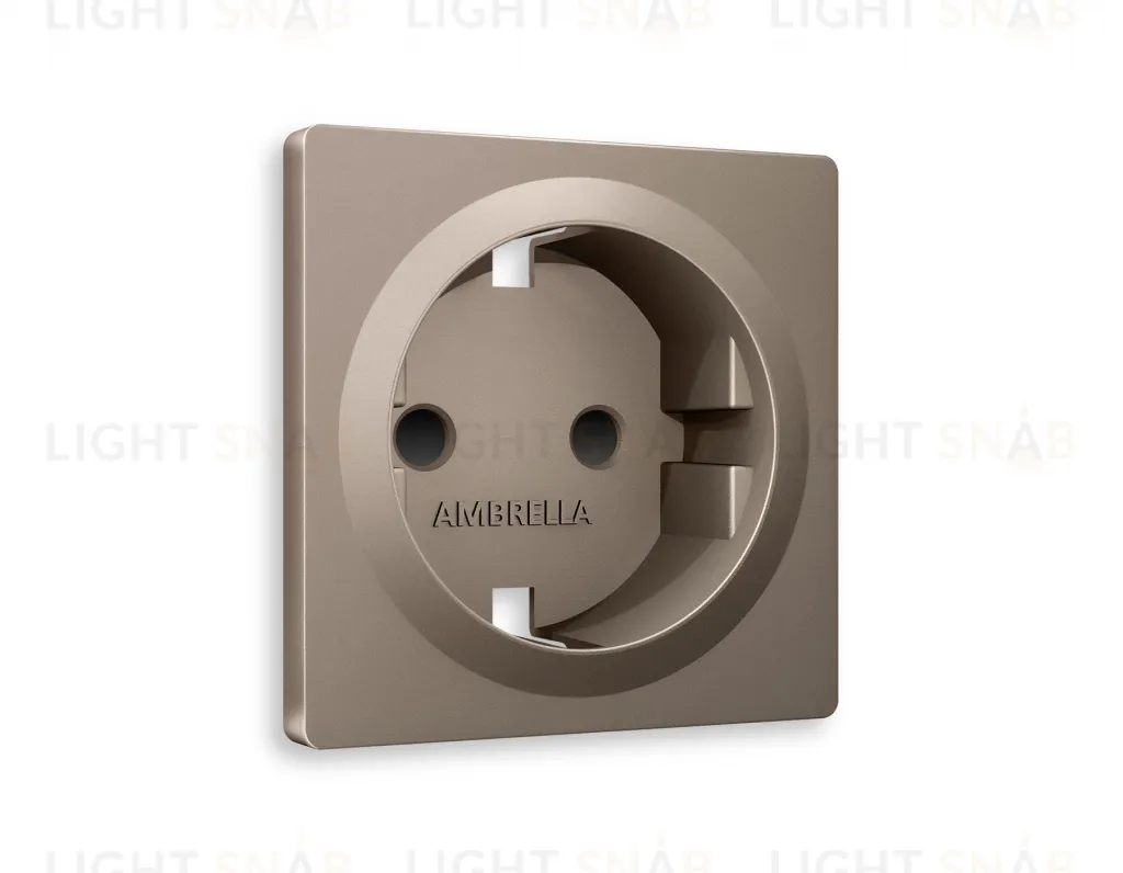 Лицевая панель ALFA (Темная бронза матовый) для электрической розетки с заземлением со шторками QUANT AP6370 AP6370