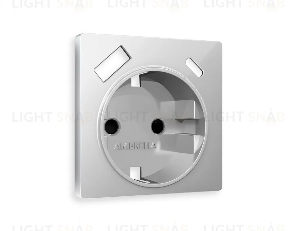 Лицевая панель ALFA (Серебро глянец) для электрической розетки с заземлением со шторками 2USB тип A+C QUANT AP4100 AP4100