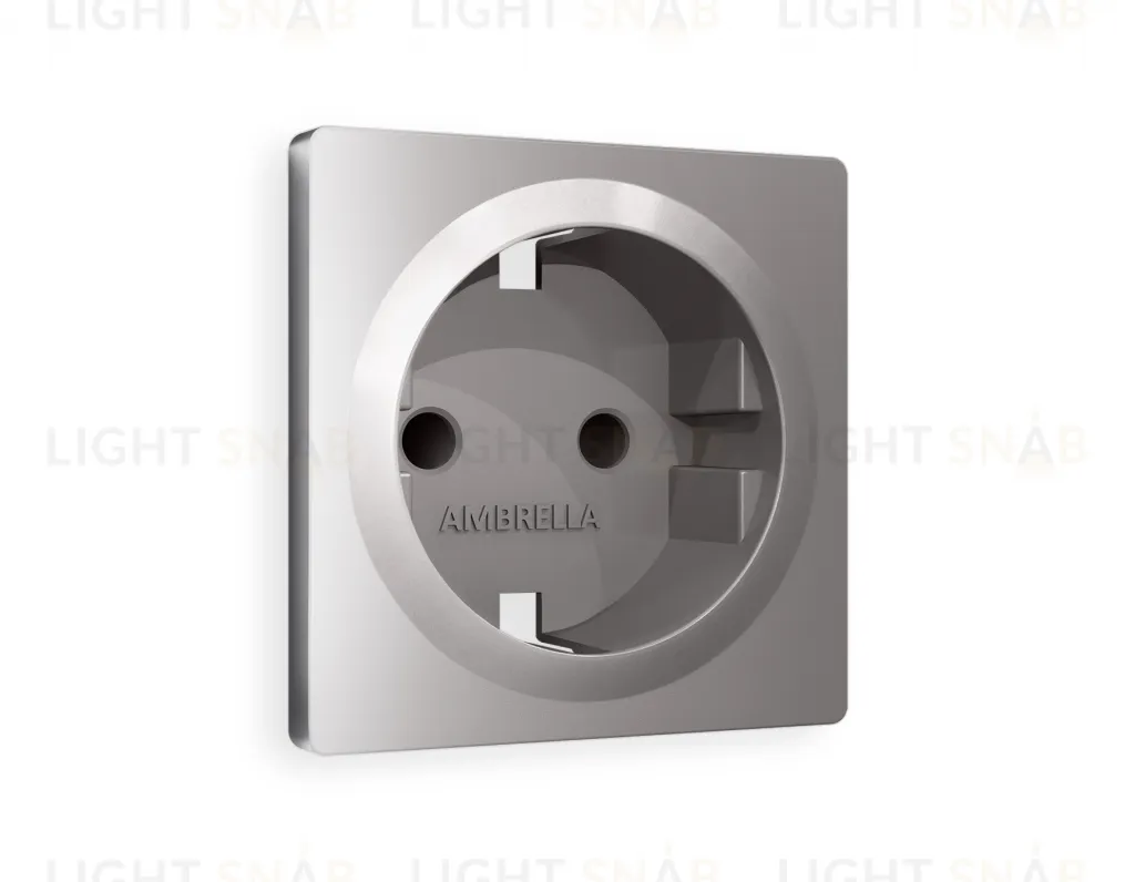 Лицевая панель ALFA (Сталь матовый) для электрической розетки с заземлением со шторками QUANT AP5070 AP5070