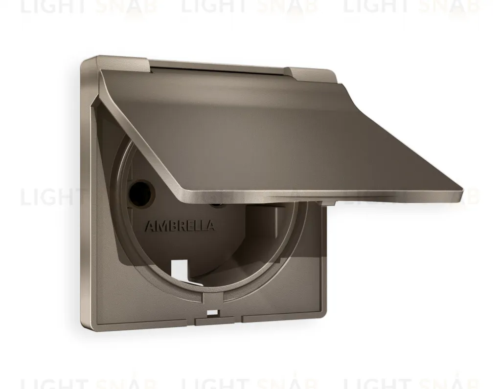 Лицевая панель ALFA (Темная бронза матовый) для электрической розетки с заземлением со шторками и защитной крышкой IP44 QUANT AP6380 AP6380