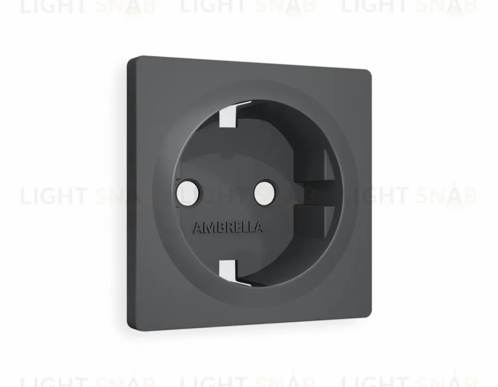 Лицевая панель ALFA (Графит Мягкое касание) для электрической розетки с заземлением QUANT AP9060 AP9060