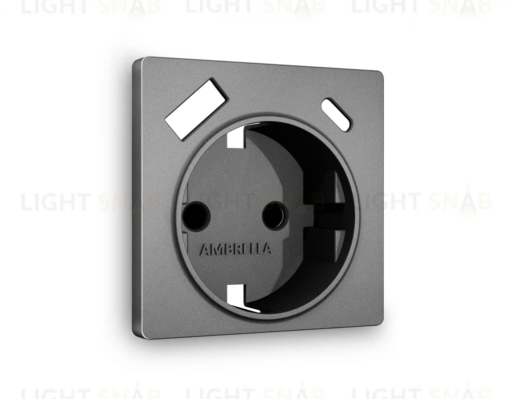 Лицевая панель ALFA (Антрацит серый) для электрической розетки с заземлением со шторками 2USB тип A+C QUANT AP6600 AP6600