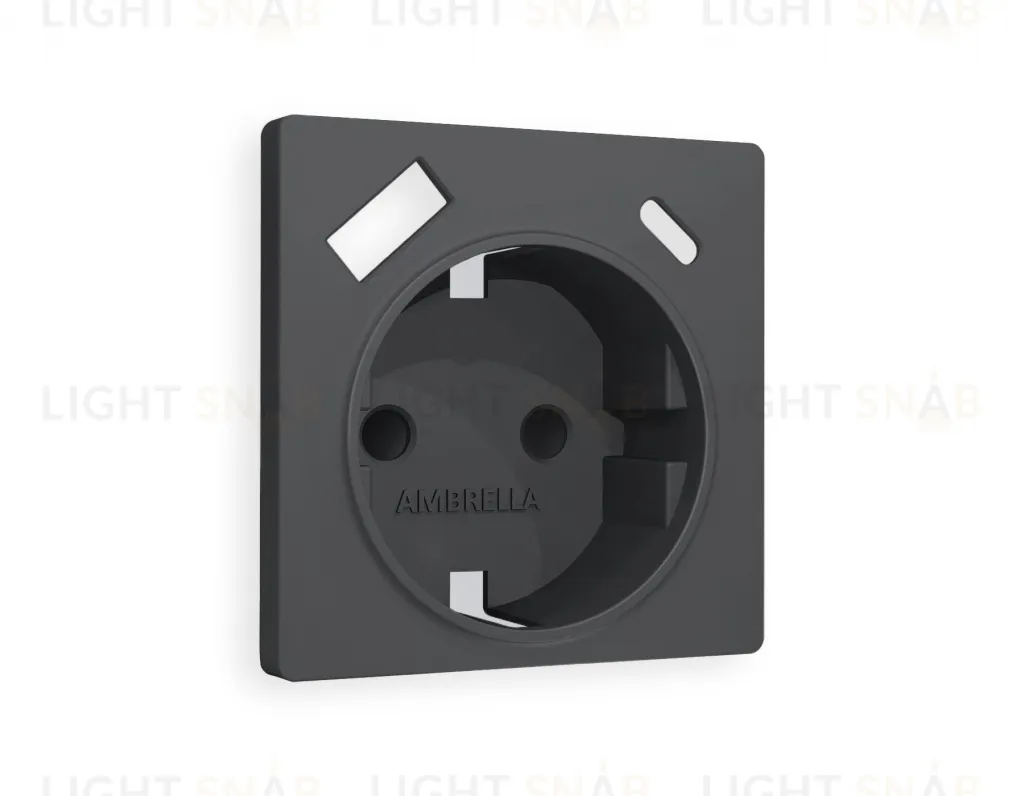 Лицевая панель ALFA (Графит Мягкое касание) для электрической розетки с заземлением со шторками 2USB тип A+C QUANT AP9100 AP9100