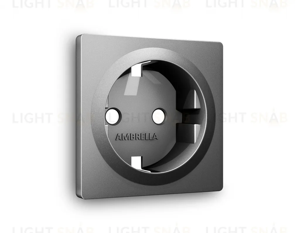 Лицевая панель ALFA (Антрацит серый) для электрической розетки с заземлением QUANT AP6560 AP6560