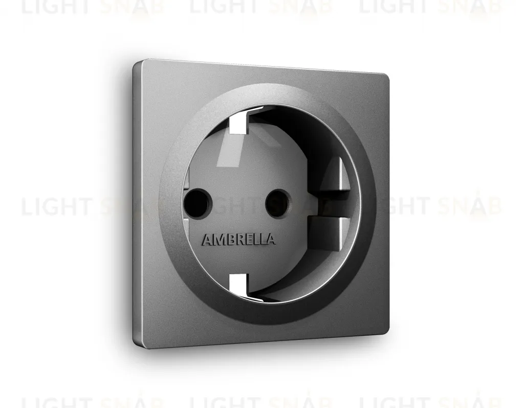 Лицевая панель ALFA (Антрацит серый) для электрической розетки с заземлением со шторками QUANT AP6570 AP6570