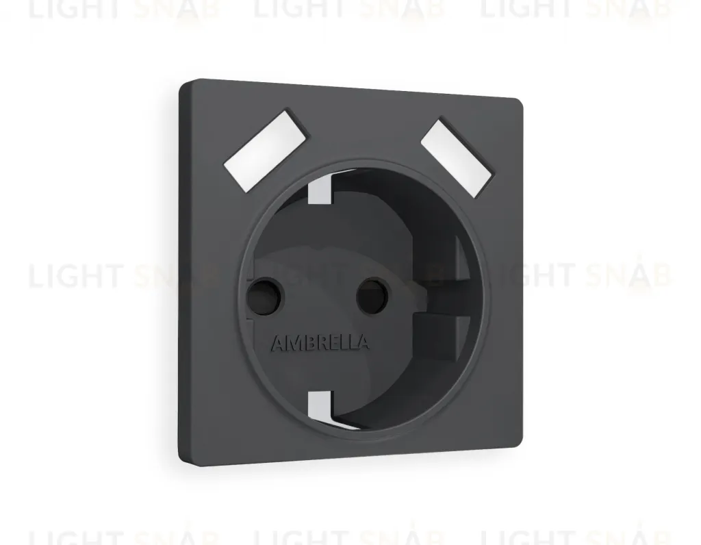 Лицевая панель ALFA (Графит Мягкое касание) для электрической розетки с заземлением со шторками 2USB тип A+A QUANT AP9090 AP9090