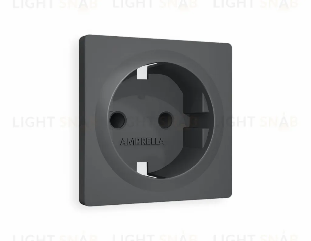 Лицевая панель ALFA (Графит Мягкое касание) для электрической розетки с заземлением со шторками QUANT AP9070 AP9070