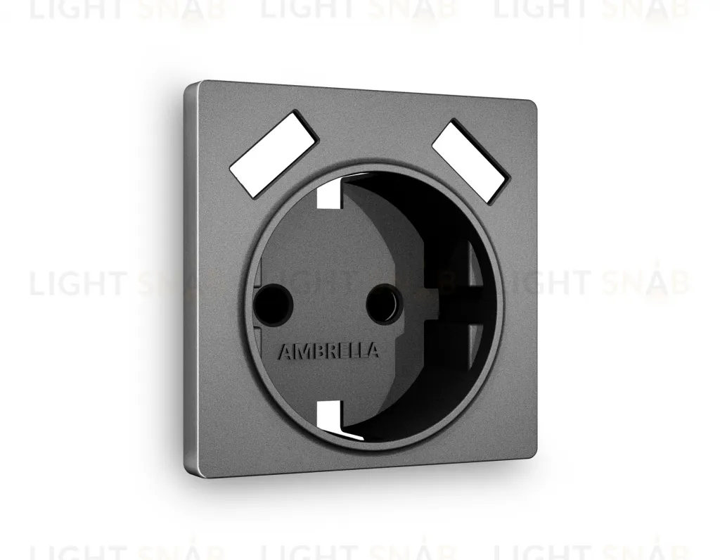 Лицевая панель ALFA (Антрацит серый) для электрической розетки с заземлением со шторками 2USB тип A+A QUANT AP6590 AP6590