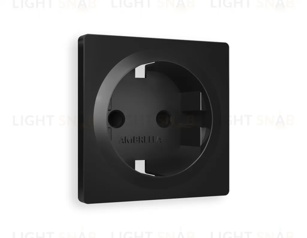 Лицевая панель ALFA (Черный матовый) для электрической розетки с заземлением со шторками QUANT AP8070 AP8070