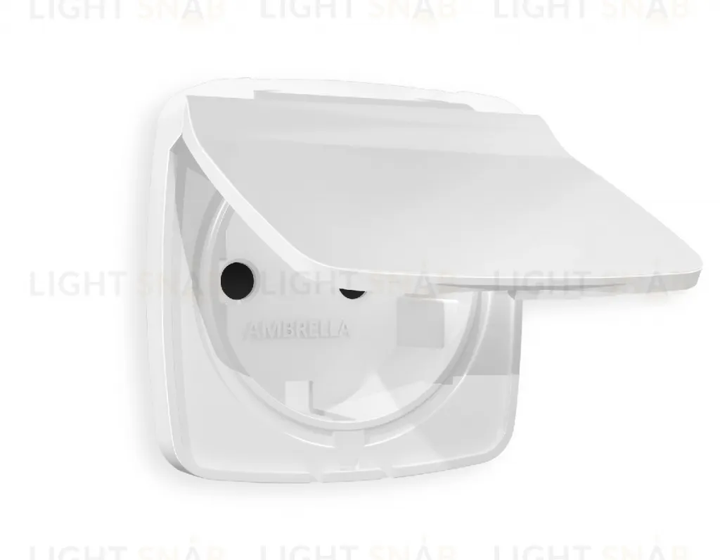 Лицевая панель OMEGA (Белый матовый) для электрической розетки с заземлением со шторками и защитной крышкой IP44 QUANT OP1280 OP1280