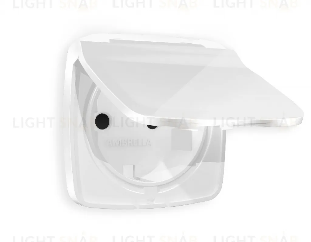 Лицевая панель OMEGA (Белый глянец) для электрической розетки с заземлением со шторками и защитной крышкой IP44 QUANT OP1080 OP1080