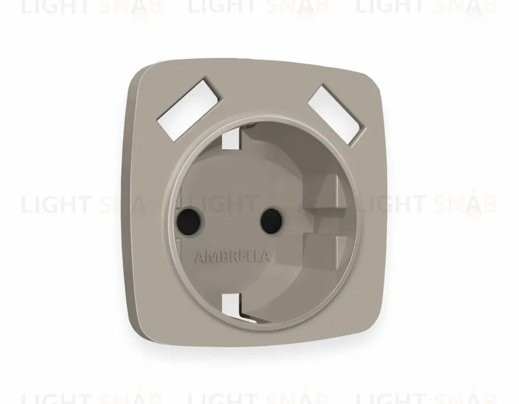 Лицевая панель OMEGA (Серо-бежевый матовый) для электрической розетки с заземлением со шторками 2USB тип A+A QUANT OP3690 OP3690