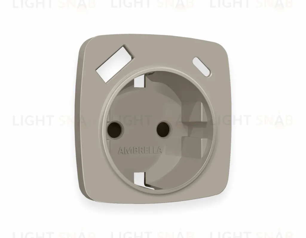 Лицевая панель OMEGA (Серо-бежевый матовый) для электрической розетки с заземлением со шторками 2USB тип A+C QUANT OP3700 OP3700