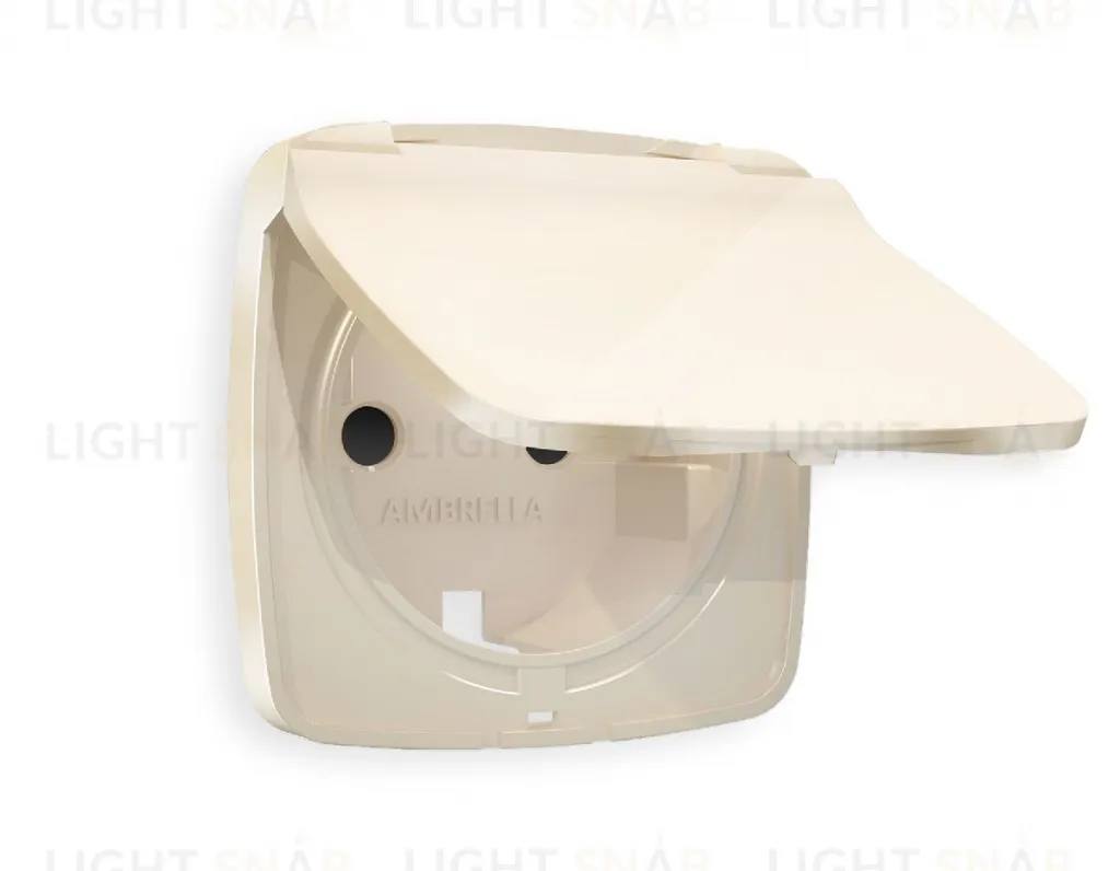 Лицевая панель OMEGA (Бежевый глянец) для электрической розетки с заземлением со шторками и защитной крышкой IP44 QUANT OP3080 OP3080