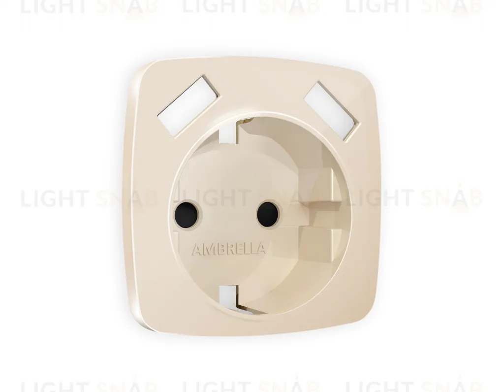 Лицевая панель OMEGA (Бежевый глянец) для электрической розетки с заземлением со шторками 2USB тип A+A QUANT OP3090 OP3090