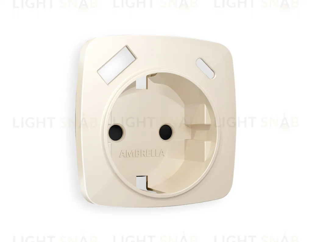 Лицевая панель OMEGA (Бежевый глянец) для электрической розетки с заземлением со шторками 2USB тип A+C QUANT OP3100 OP3100