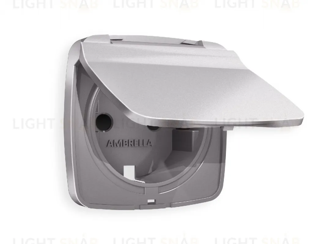 Лицевая панель OMEGA (Сталь матовый) для электрической розетки с заземлением со шторками и защитной крышкой IP44 QUANT OP5080 OP5080