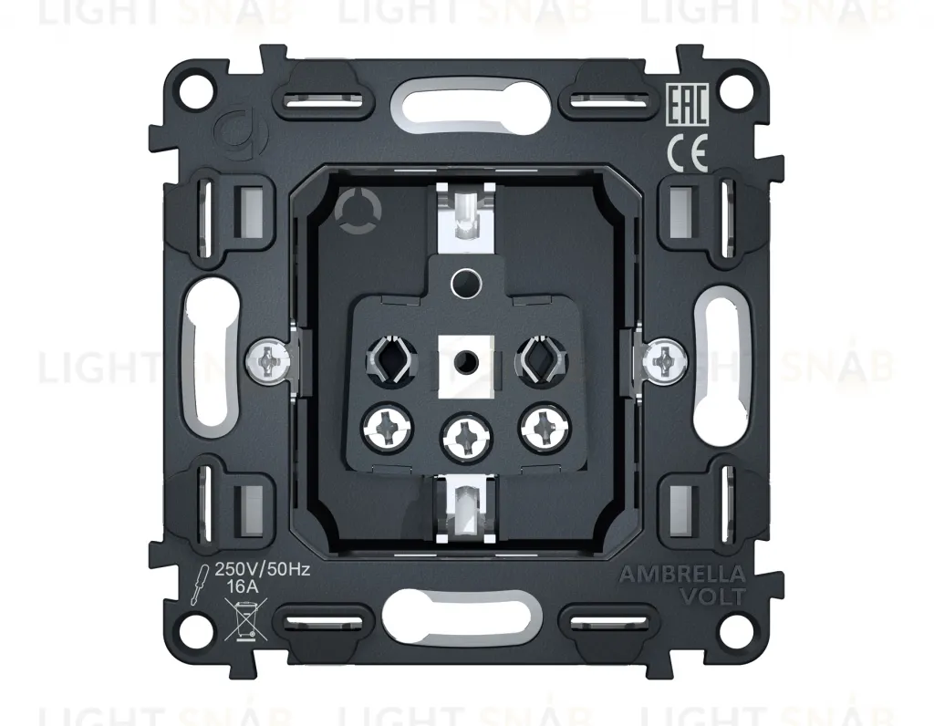 Механизм электрической розетки 16A-250V 2P+E с заземлением на винтовых зажимах QUANT VM141 VM141