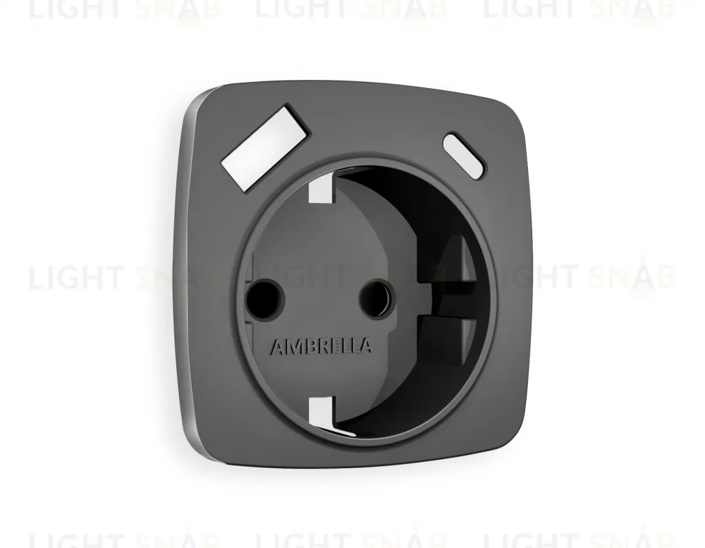 Лицевая панель OMEGA (Антрацит серый) для электрической розетки с заземлением со шторками 2USB тип A+C QUANT OP6600 OP6600