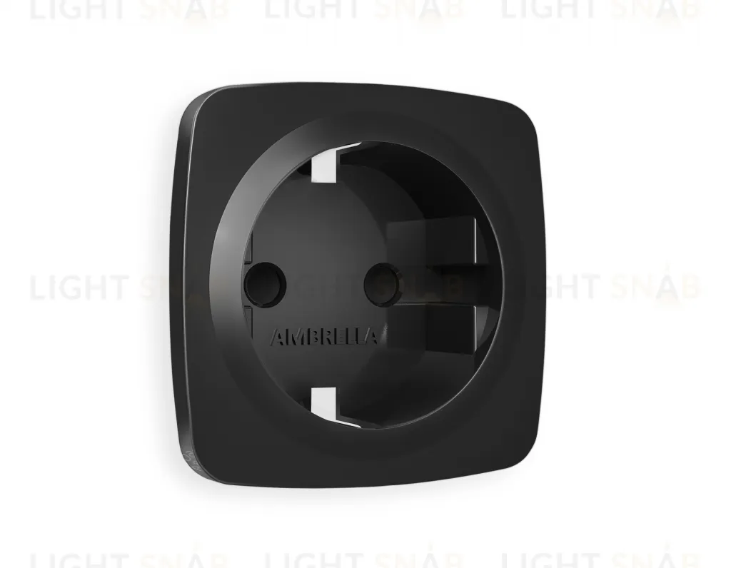 Лицевая панель OMEGA (Черный матовый) для электрической розетки с заземлением со шторками QUANT OP8070 OP8070