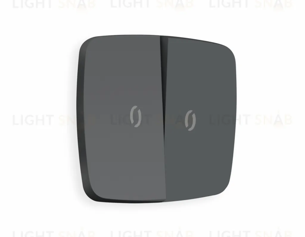 Лицевая панель OMEGA (Графит Мягкое касание) для 2-клавишных выключателей с подсветкой QUANT OP9040 OP9040