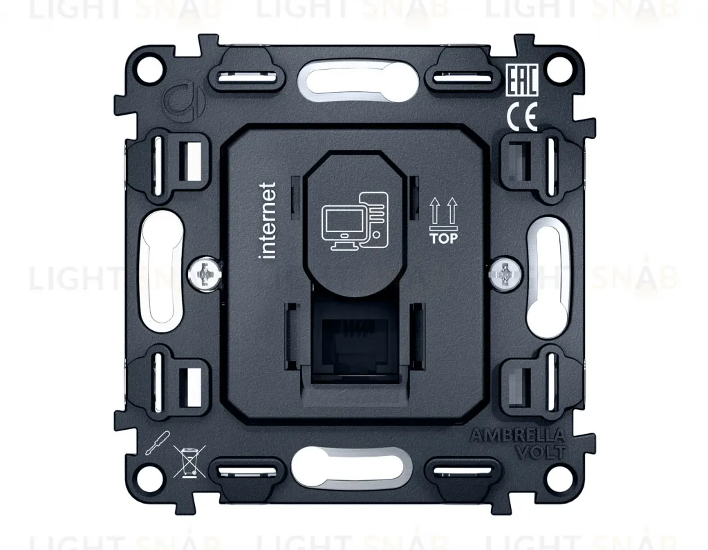 Механизм компьютерной розетки RJ-45 (8P8C) CAT6 с автоматической защитной шторкой QUANT VM188 VM188