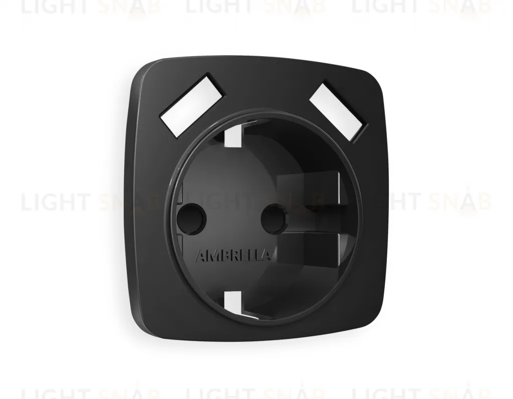 Лицевая панель OMEGA (Черный матовый) для электрической розетки с заземлением со шторками 2USB тип A+A QUANT OP8090 OP8090