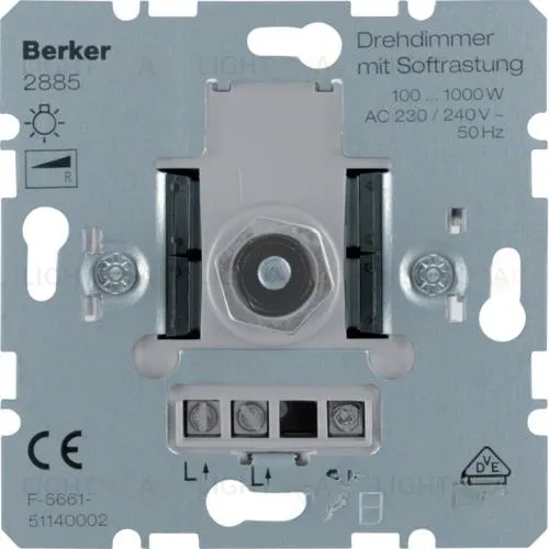 Мех-зм диммера поворотно-нажимного 100-1000Вт 230В~ 50/60 Гц с ”Soft”-регулировкой 2885 2885