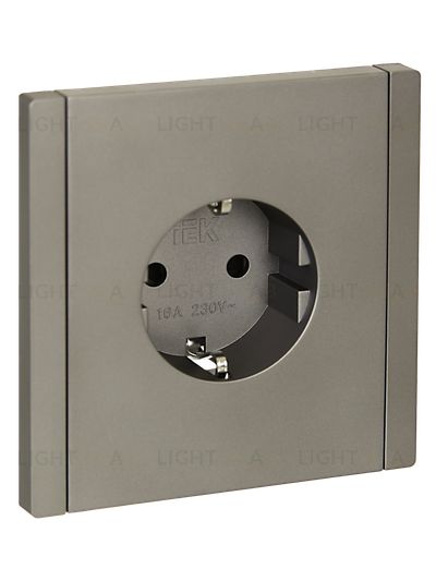 Розетка с заземлением с защитными шторками 16А безвинтовое крепление IEK Forte&Piano нержавеющая сталь FP-R14-16-1-K46 FP-R14-16-1-K46