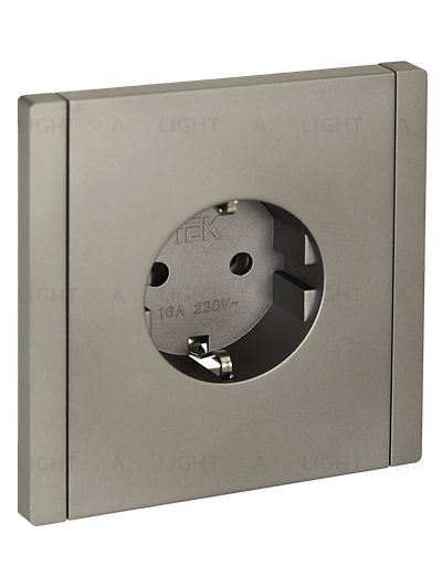 Розетка с заземлением без защитных шторок 16А безвинтовое крепление IEK Forte&Piano нержавеющая сталь FP-R11-16-1-K46 FP-R11-16-1-K46